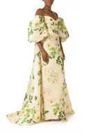 Rose Printed Blouson Cape(2,Bellini/Multi)