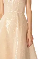 Sequin Tulle Tea Length Dress(2,Prosecco)