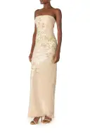 Floral Sequin Column Gown(2,Prosecco/Multi)