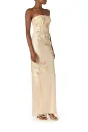 Floral Sequin Column Gown(2,Prosecco/Multi)