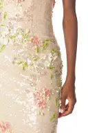Floral Sequin Column Gown(2,Prosecco/Multi)