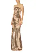 Rose Gold Floral Sequin Column Gown(2,Rose Gold)