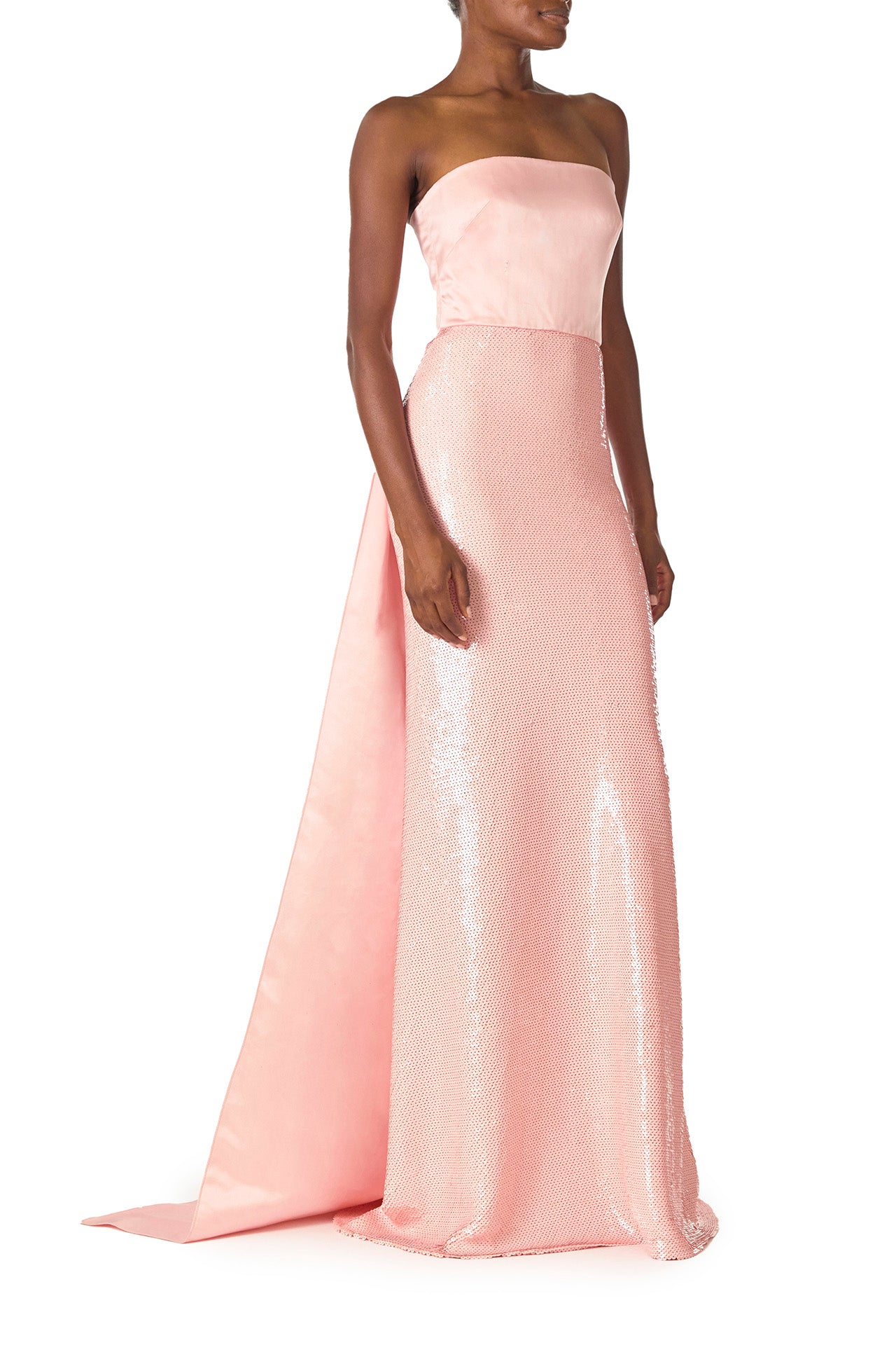 Satin and Sequin Column Gown(Rosette,2)
