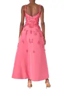 Floral Embroidered Tea-Length Dress(2,Hibiscus)