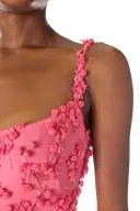 Floral Embroidered Tea-Length Dress(2,Hibiscus)