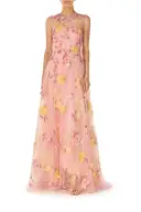 Embroidered Floral Sleeveless Gown