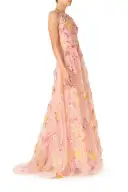 Embroidered Floral Sleeveless Gown(2,Rose/Multi)