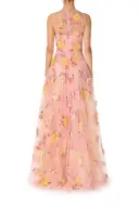 Embroidered Floral Sleeveless Gown(2,Rose/Multi)