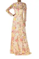 Embroidered Floral Lace Gown(2,Ecru/Multi)