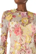 Embroidered Floral Lace Gown(2,Ecru/Multi)