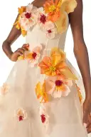 Poppy Embroidered Tea-Length Dress(2,Ecru Poppy)