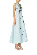 Lavender Embroidered Tea-Length Dress(2,Powder Blue/Multi)
