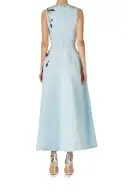 Lavender Embroidered Tea-Length Dress(2,Powder Blue/Multi)