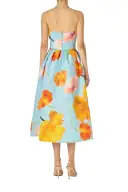 Poppy Floral Tea-Length Dress(2,Powder Blue/Multi)