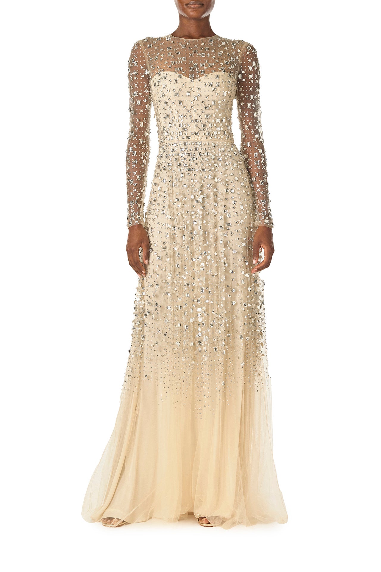 Crystal Embroidered Illusion Gown