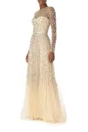 Crystal Embroidered Illusion Gown(2,Prosecco)