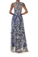 Sleeveless Sequin Tulle Gown(2,Navy Multi)