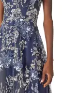 Sleeveless Sequin Tulle Gown(2,Navy Multi)