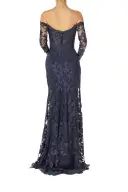 Embroidered Tulle Gown(2,Lapis/Noir)