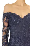 Embroidered Tulle Gown(2,Lapis/Noir)