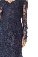 Embroidered Tulle Gown(2,Lapis/Noir)