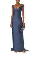 Off the Shoulder Mikado Gown(2,Lapis)