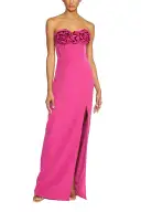 Strapless Crepe Column Gown(2,Cerise Pink)