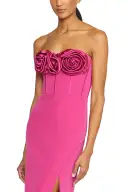 Strapless Crepe Column Gown(2,Cerise Pink)