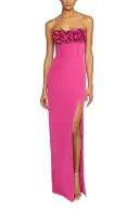 Strapless Crepe Column Gown(2,Cerise Pink)