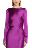 Long Sleeve Satin Gown(2,Mulberry)