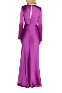 Long Sleeve Satin Gown(2,Mulberry)