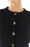 Cropped Long Sleeve Cardigan(X-SMALL,Black)