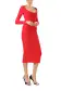 Long Sleeve Knit Midi Dress(2,Scarlet)