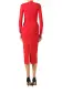 Long Sleeve Knit Midi Dress(2,Scarlet)