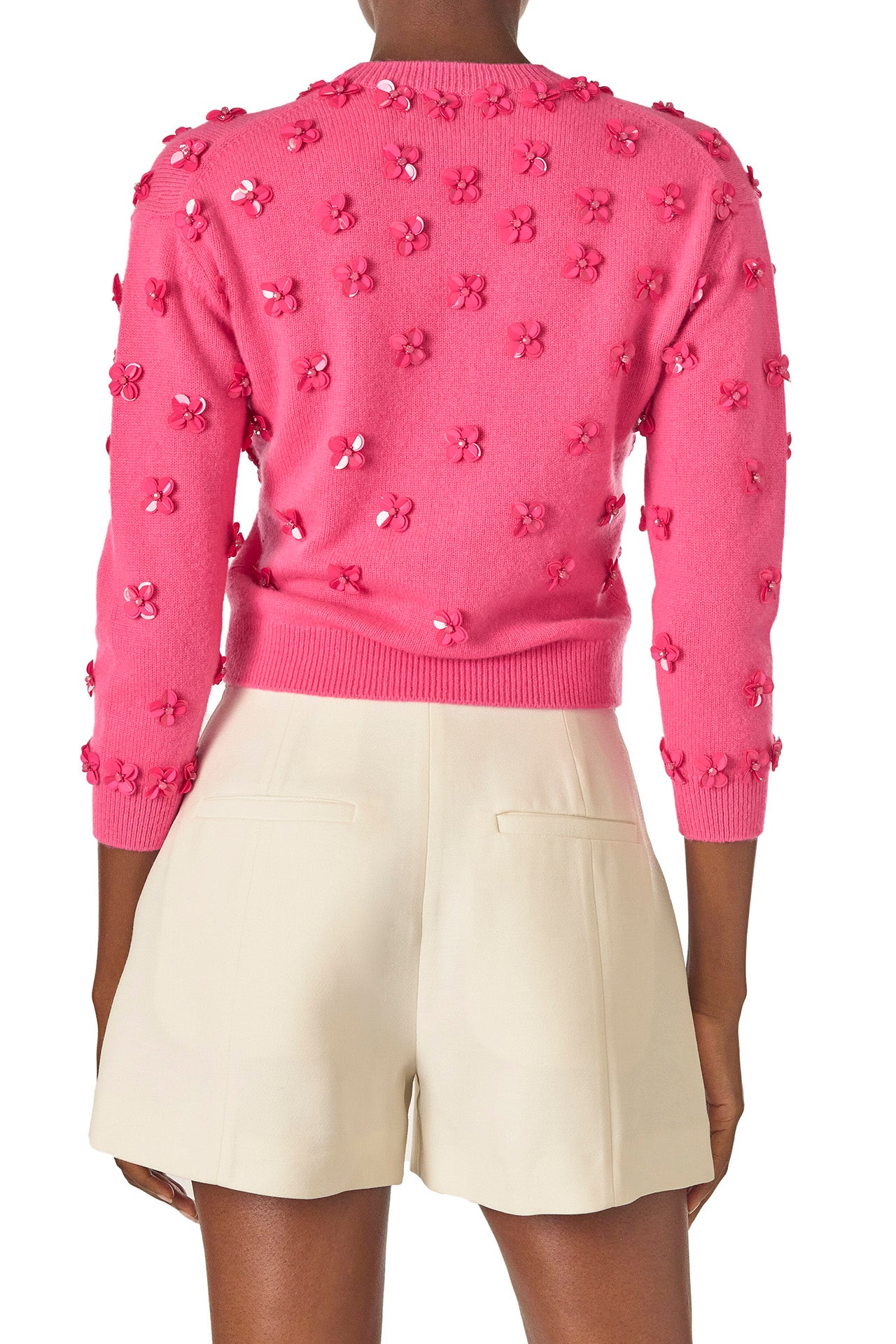 Embroidered Cashmere Sweater(Hibiscus,XSML)