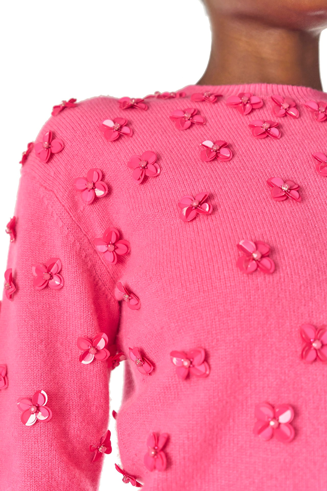 Embroidered Cashmere Sweater(Hibiscus,XSML)