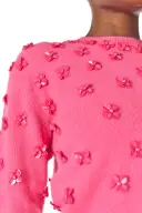 Embroidered Cashmere Sweater(XSML,Hibiscus)