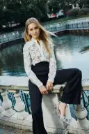 Long Sleeve Lace Blouse(2,Silk White)