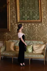 Velvet Off The Shoulder Sheath(2,Pale Blush/Noir)
