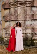 Heart Print Chiffon Gown(2,Creme Multi)
