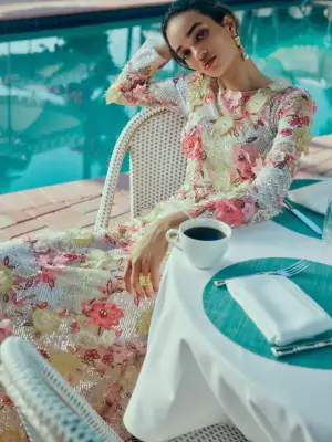 Embroidered Floral Lace Gown(2,Ecru/Multi)
