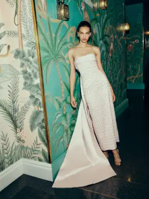 Rosé Beaded Satin Gown(2,Rose)