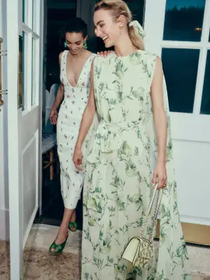 Embroidered Linen Cocktail Dress(2,Silk White/Multi)