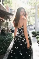 Daisy Embroidered Tulle Dress(2,Noir/Multi)