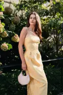 Lemon Floral Jacquard Dress(2,Lemon Drop)