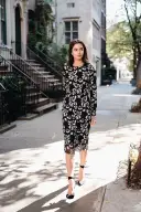 Floral Lace Sheath Dress(2,Noir/Silk White)