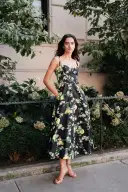 Noir Lemon Print Corseted Dress(2,Noir/Multi)