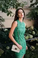 Sleeveless Lace Shift Dress(2,Grass)