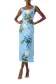 Scoop Neck Floral Midi Dress(2,Sky Blue Multi)