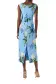 Scoop Neck Floral Midi Dress(2,Sky Blue Multi)